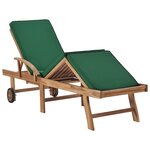 vidaXL Chaises longues avec coussins 2 Pièces Bois de teck solide Vert