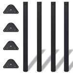 vidaXL 4 pieds de table réglables en hauteur 870 mm Noir