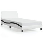 vidaXL Cadre de lit Dover blanc et noir 100x200 cm similicuir