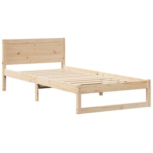 vidaXL Cadre de lit avec tête de lit Naturel 75 x 190 cm Pin massif