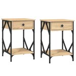 vidaXL Tables de chevet 2Pièces chêne sonoma 40x42x60cm bois d'ingénierie