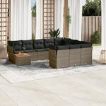 vidaXL Salon de jardin 11 Pièces avec coussins gris résine tressée