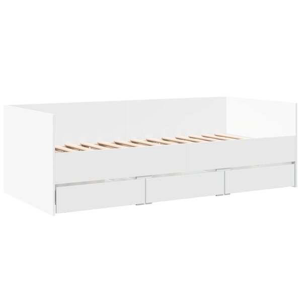 vidaXL Lit de jour avec tiroirs blanc 90x190 cm bois d'ingénierie
