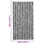 vidaXL Rideau anti-mouches gris et noir 100x200 cm chenille
