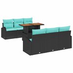 vidaXL Ensemble de canapé de jardin 7 Pièces Noir Poly rotin