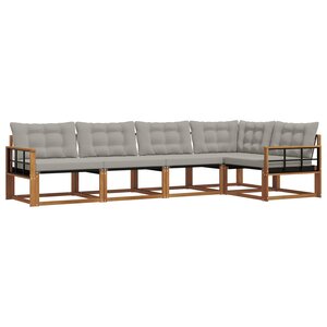 vidaXL Ensemble de canapés d'extérieur 5 pc Gris Naturel et Clair
