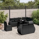 vidaXL Salon de jardin 9 Pièces avec coussins noir résine tressée