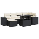 vidaXL Salon de jardin 7 Pièces avec coussins noir résine tressée