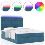 vidaXL Cadre de lit ottoman avec matelas bleu foncé 140x190 cm velours