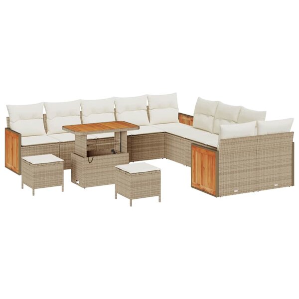 vidaXL Ensemble de canapé de jardin 13 Pièces Beige  Crème