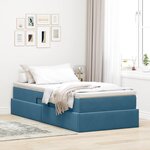 vidaXL Lit avec rangement et matelas Bleu foncé 90 x 190 cm Velours