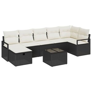vidaXL Ensemble de canapé de jardin avec coussin 8 Pièces Noir Poly rotin