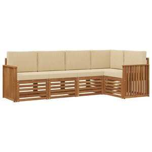 vidaXL Ensemble de canapés d'extérieur 5 pc Naturel et Beige Polyester