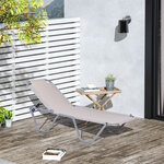 Bain de soleil transat design contemporain dossier inclinable multi-positions alu textilène crème