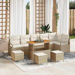 vidaXL Ensemble de canapé de jardin 10 Pièces Beige Poly rotin