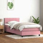 vidaXL Sommier à lattes de lit avec matelas rose 100x220 cm velours