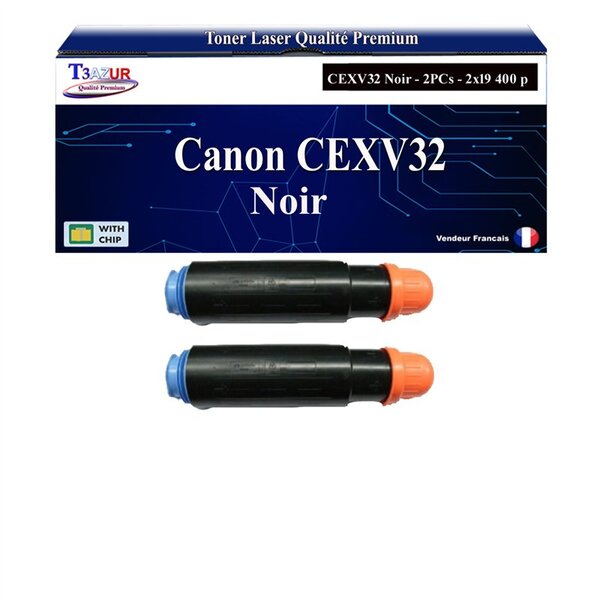 T3AZUR - 2xToners compatibles avec Canon IR-2535  IR-2545 remplace Canon CEXV32 (2786B002) - 19 400 pages