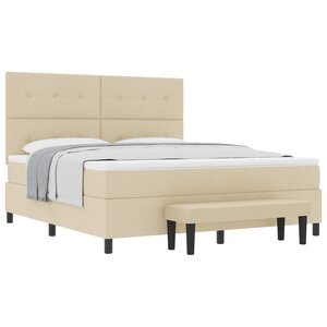 vidaXL Lit à ressorts avec matelas Crème 180 x 200 cm tissu