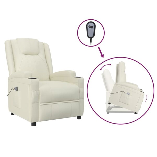 vidaXL Fauteuil Blanc crème Similicuir