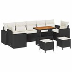 vidaXL Ensemble de canapé de jardin 10 Pièces Noir polyrotin