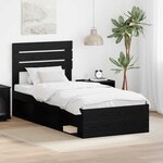vidaXL Cadre de lit avec tête de lit Noir 90 x 190 cm Pin massif