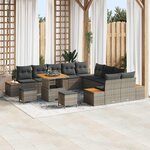vidaXL Ensemble de canapé de jardin avec coussin 13 Pièces Gris
