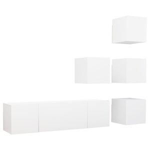 vidaXL Ensemble de meubles TV 6 Pièces Blanc Bois d'ingénierie