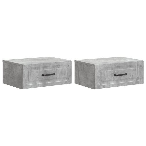 vidaXL Cabinet de chevet mural 2 Pièces Gris béton 49 x 34 5 x 20 cm