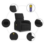vidaXL Fauteuil inclinable de massage noir tissu