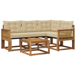 vidaXL Ensemble de canapés d'extérieur 5 Pièces Naturel et Beige