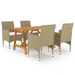 vidaXL Ensemble à manger de jardin 5 Pièces Beige