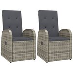 vidaXL Chaises de jardin inclinables coussins lot de 2 Résine tressée