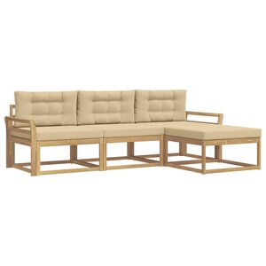 vidaXL Ensemble de canapés d'extérieur 4 Pièces Blanc et Beige Polyester