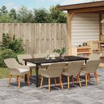 vidaXL Ensemble de salle à manger pour jardin 9 Pièces Beige polyrotin