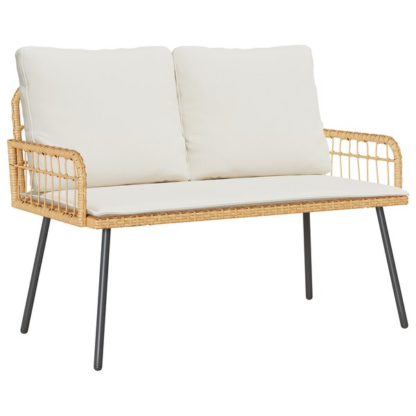 Banc de jardin vidaXL Naturel 114x64x78 cm Poly Rattan