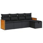 vidaXL Salon de jardin 5 Pièces avec coussins noir résine tressée