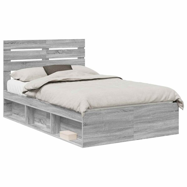 vidaXL Cadre de lit Gris Sonoma 120 x 190 cm Pin massif