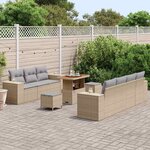 vidaXL Ensemble de canapé de jardin 10 Pièces Beige polyrotin