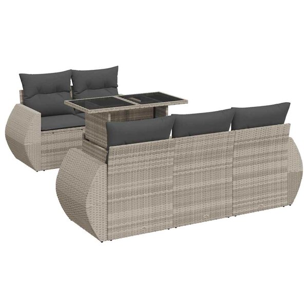 vidaXL Salon de jardin 6 Pièces avec coussins gris clair résine tressée