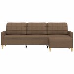 vidaXL Canapé à 3 places avec repose-pieds Marron 210 cm Tissu