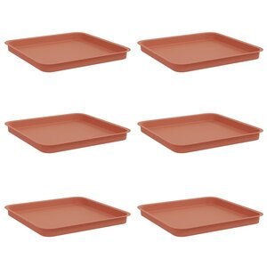 vidaXL Plateau carré à fleurs 6 pc Rouge brique 36 x 36 x 2 5 cm