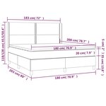 vidaXL Sommier à lattes de lit matelas et LED Noir 180x200 cm Tissu