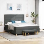 vidaXL Lit à ressorts avec matelas Gris foncé 180 x 200 cm tissu