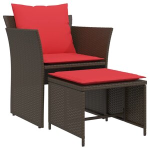vidaXL Chaise de jardin avec tabouret marron résine tressée
