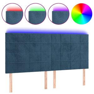 vidaXL Tête de lit à LED Bleu foncé 180x5x118/128 cm Velours