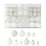 vidaXL Ensemble de boules de Noël 100 Pièces Blanc