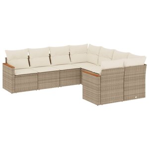 vidaXL Salon de jardin avec coussins 8 Pièces beige résine tressée