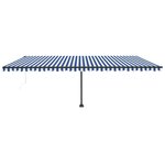 vidaXL Auvent automatique sur pied 600x300 cm Bleu/Blanc