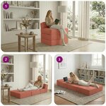 vidaXL Canapé-lit pliable Rouge orange 200 x 70 x 15 cm