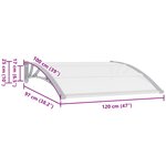 vidaXL Auvent de porte Gris 120 x 100 cm PC